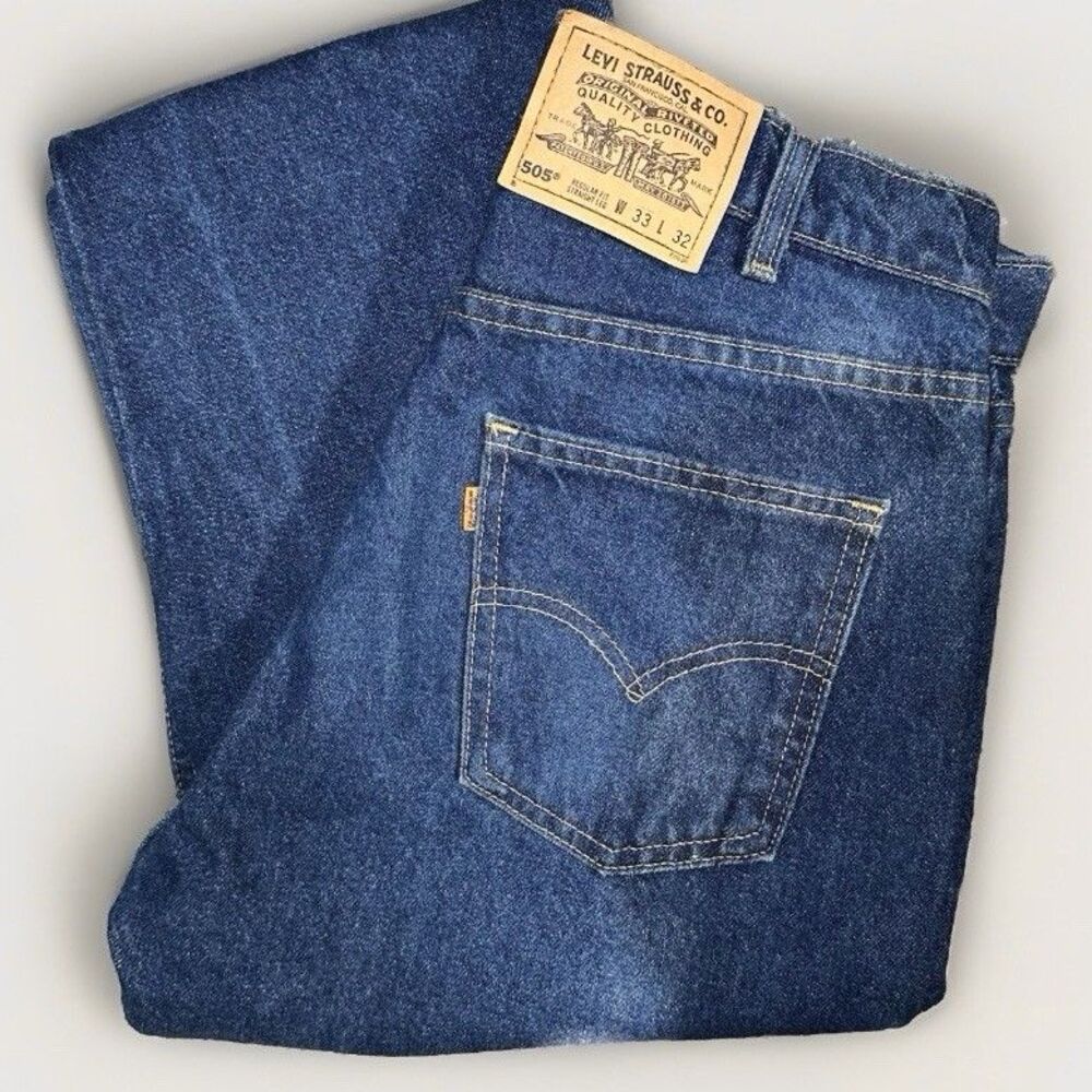 Vintage Levi's 505 Orange Tab Jeans 33x32 USA Made 90s Straight Leg Regular Fit
